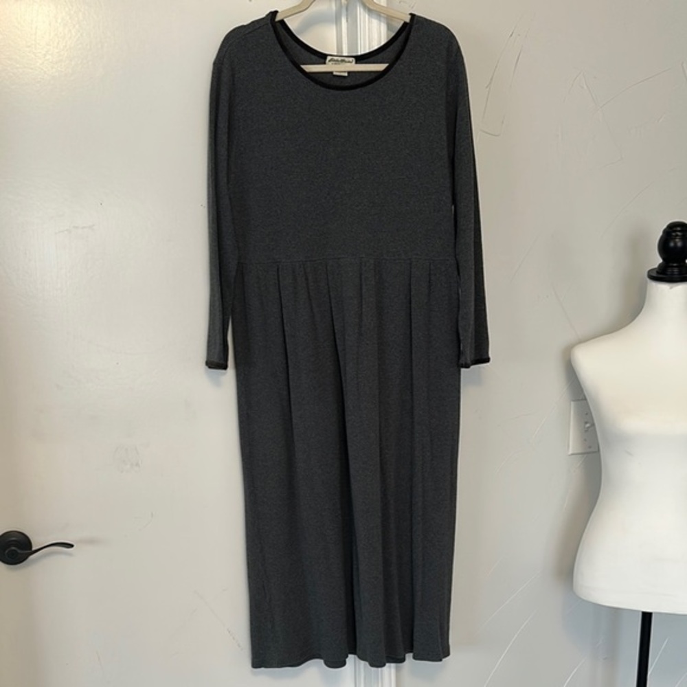 Eddie Bauer Thermal Waffle Maxi Dress Empire Waist GVC L